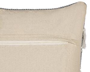 Set di 2 cuscini decorativi in cotone bianco e grigio 45 x 45 cm con nappe Boho Retro Decor Accessori Beliani