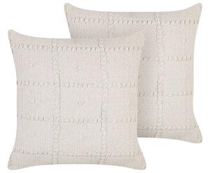 Set di 2 cuscini decorativi in cotone beige 45 x 45 cm Motivo geometrico Cuscini Boho Design Beliani