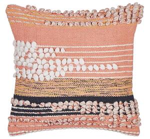 Cuscino decorativo in cotone arancione 45 x 45 cm Motivo a righe Boho Design Cuscini Beliani