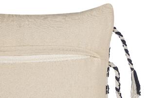 Set di 2 cuscini decorativi in cotone bianco e nero 45 x 45 cm motivo a righe con nappe Cuscini Boho Design Beliani