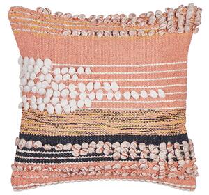 Set di 2 cuscini decorativi in cotone arancione 45 x 45 cm con motivo a righe Boho Design Beliani