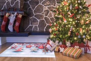 Passatoia tappeto cucina o sotto albero di natale antiscivolo lavabile in lavatrice stampa digitale fantasia natale natalizia made in italy NATALE 3 -