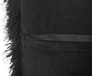 Set di 2 cuscini decorativi Fodera per cuscino in tessuto di poliestere nero con inserto superficie pelosa 45 x 45 cm Beliani