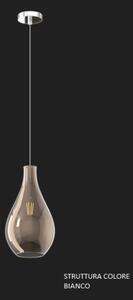 Sospensione bianco 1 luce vetro piccolo bronzo 1193bi-sp-br