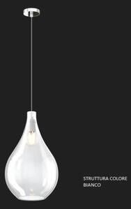 Sospensione bianco 1 luce vetro grande trasparente 1193bi-sg-tr