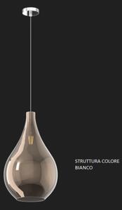 Sospensione bianco 1 luce vetro grande bronzo 1193bi-sg-br