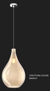 Sospensione bianco 1 luce vetro grande ambra 1193bi-sg-am