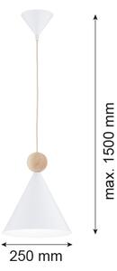 Argon 8629 - Lampadario a sospensione con filo KEGEL 1xE27/15W/230V bianco