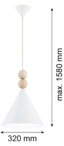 Argon 8632 - Lampadario a sospensione con filo KEGEL 1xE27/15W/230V bianco