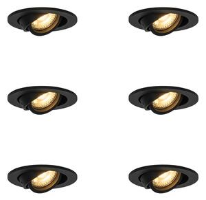 Set di 6 faretti da incasso moderni neri orientabili - Club