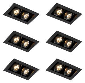 Set di 6 faretti da incasso moderni neri a 2 luci regolabili - Oneon 70