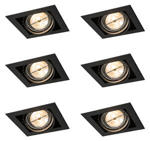 Set di 6 faretti da incasso neri AR111 regolabili - Oneon