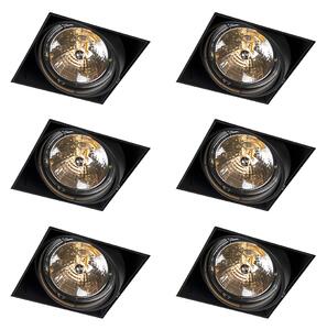 Set di 6 faretti da incasso neri AR111 orientabili e girevoli senza cornice - Oneon