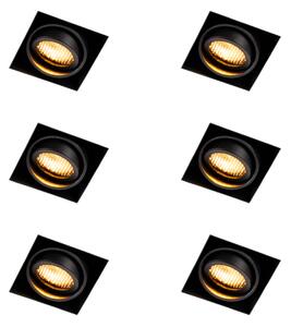 Set di 6 faretti da incasso neri regolabili senza cornice - Oneon Honey