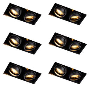Set di 6 faretti da incasso neri regolabili senza cornice 2 luci - Oneon Honey