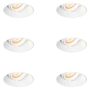 Set di 6 faretti da incasso moderni bianchi GU10 rotondi senza bordi - Oneon
