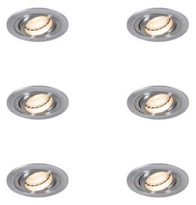 Set di 6 Faretti da Incasso Moderni in Acciaio - Rondoo