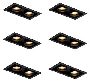 Set di 6 Faretti da Incasso Moderni Neri Orientabili a 2 Luci - Roof