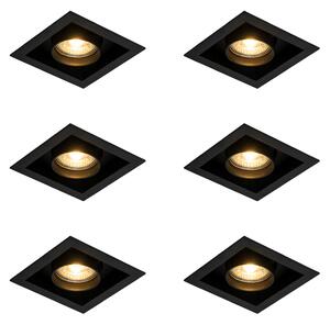 Set di 6 faretti da incasso moderni neri orientabili - Roof
