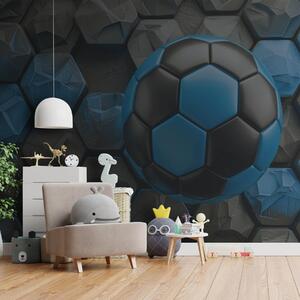 Carta da parati Grande pallone da calcio e nidi d'ape neri e blu, Carta da parati per gli adolescenti, Carta da parati Calcio, w08617 : Uwalls.it