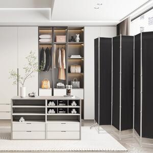 Costway Paravento pieghevole da interno in metallo, Divisorio a 6 pannelli con piedini stabili 300x180cm Grigio