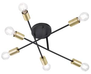 Trio Lighting Plafoniera Cross in nero-oro 6 luci