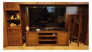 MOBILI 2G - Porta tv arte povera televisore in legno tinta noce 160x45x56