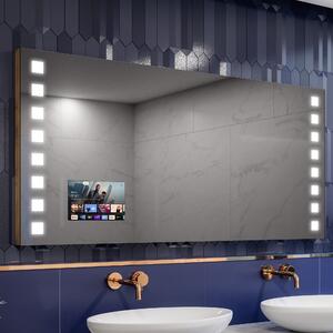 Rettangolare specchio da bagno con Fasce Laterali sabbiate retroilluminate LED sul permietro L03