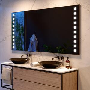 Rettangolare specchio da bagno con Fasce Laterali sabbiate retroilluminate LED sul permietro L06