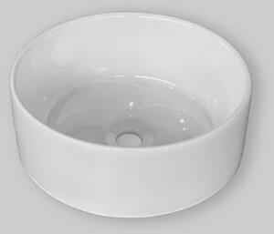Lavabo Da Appoggio Tondo In Ceramica Bianco Lucido A Bacinella 41x15,5 Cm - LBSIGN
