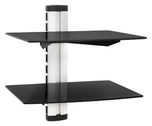 Tectake 400295 supporto con fissaggio a parete e 2 ripiani per lettori dvd e ricevitori modello 1 - nero