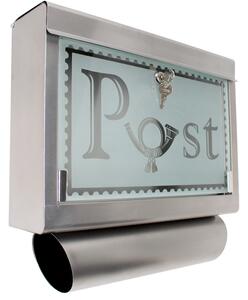 Tectake 400613 cassetta postale in acciaio inossidabile con vetro frontale e portagiornali - argento
