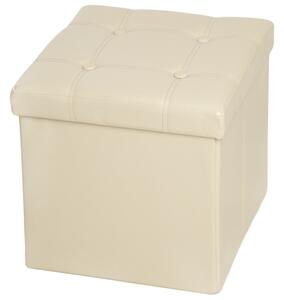 Tectake 401474 cassapanca pouf pieghevole con contenitore, forma quadrata - beige