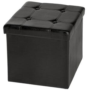 Tectake 401472 cassapanca cubica pouf pieghevole con contenitore in pelle sintetica, 38 x 38 x 38 cm - nero