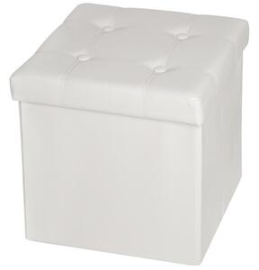 Tectake 401473 cassapanca pouf pieghevole con contenitore, forma quadrata - bianco