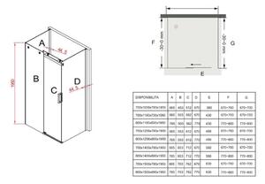 Box Doccia 3 Lati In Cristallo Trasparente 8mm Con Porta Scorrevole E Trattamento Anticalcare - E2.3 - 70x100x70