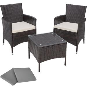 Tectake 401471 set da giardino in rattan e alluminio athen, 2 sedie + tavolo - marrone