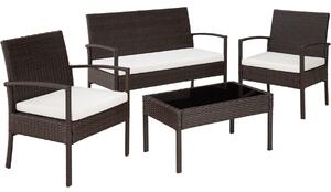 Tectake 401482 set in rattan sparta 3+1 - nero/marrone