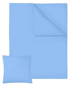 Tectake 401311 set di biancheria da letto 200x135 cm in cotone, 2 pezzi - blu