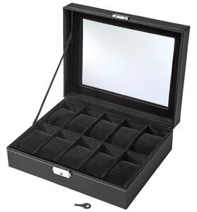 Tectake 401537 scatola porta orologi con chiave 10 cuscinetti - nero