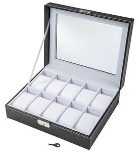 Tectake 401536 scatola porta orologi con chiave 10 cuscinetti - bianco