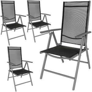 Tectake 401634 4 sedie da giardino in alluminio pieghevoli - nero/antracite