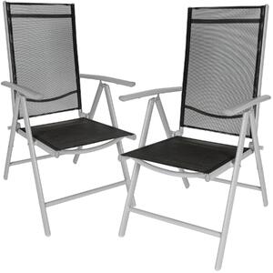 Tectake 401631 2 sedie da giardino in alluminio pieghevoli - nero/argento