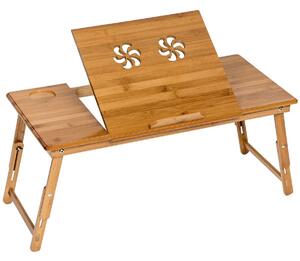 Tectake 401654 tavolino porta pc da letto 72x35x26cm, in legno, regolabile - marrone