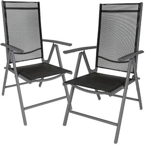 Tectake 401633 2 sedie da giardino in alluminio pieghevoli - nero/antracite