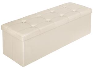 Tectake 401824 cassapanca pouf pieghevole con contenitore, forma rettangolare - beige