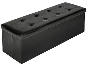 Tectake 401822 cassapanca pouf pieghevole con contenitore, in pelle sintetica 110 x 38 x 38 cm - nero