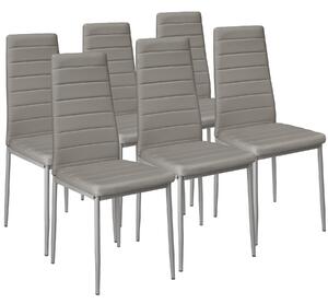 Tectake 401851 6 sedie da sala da pranzo in pelle sintetica - grigio