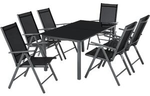 Tectake 402166 set di sedute e tavolo in alluminio 6+1 - grigio scuro
