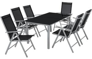 Tectake 402167 set di sedute e tavolo in alluminio 6+1 - grigio chiaro
